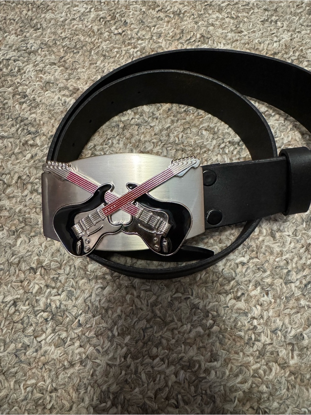 Levi's Black Leather Belt with Guitar belt buckle